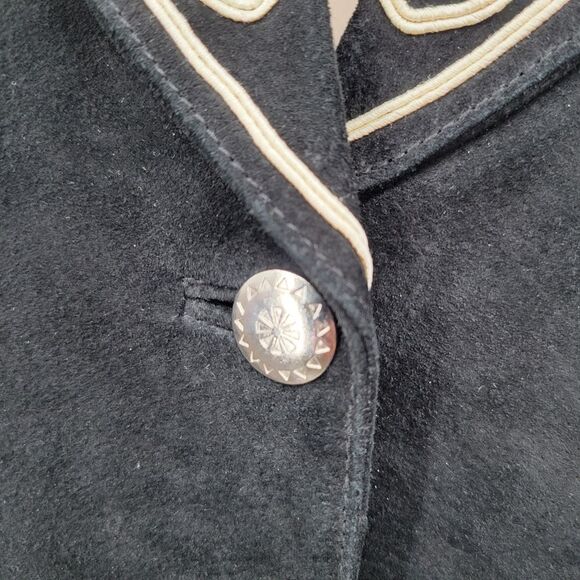 Cripple Creek Vintage Leather Women's Black With White Design Vest Western Boho - Picture 4 of 15